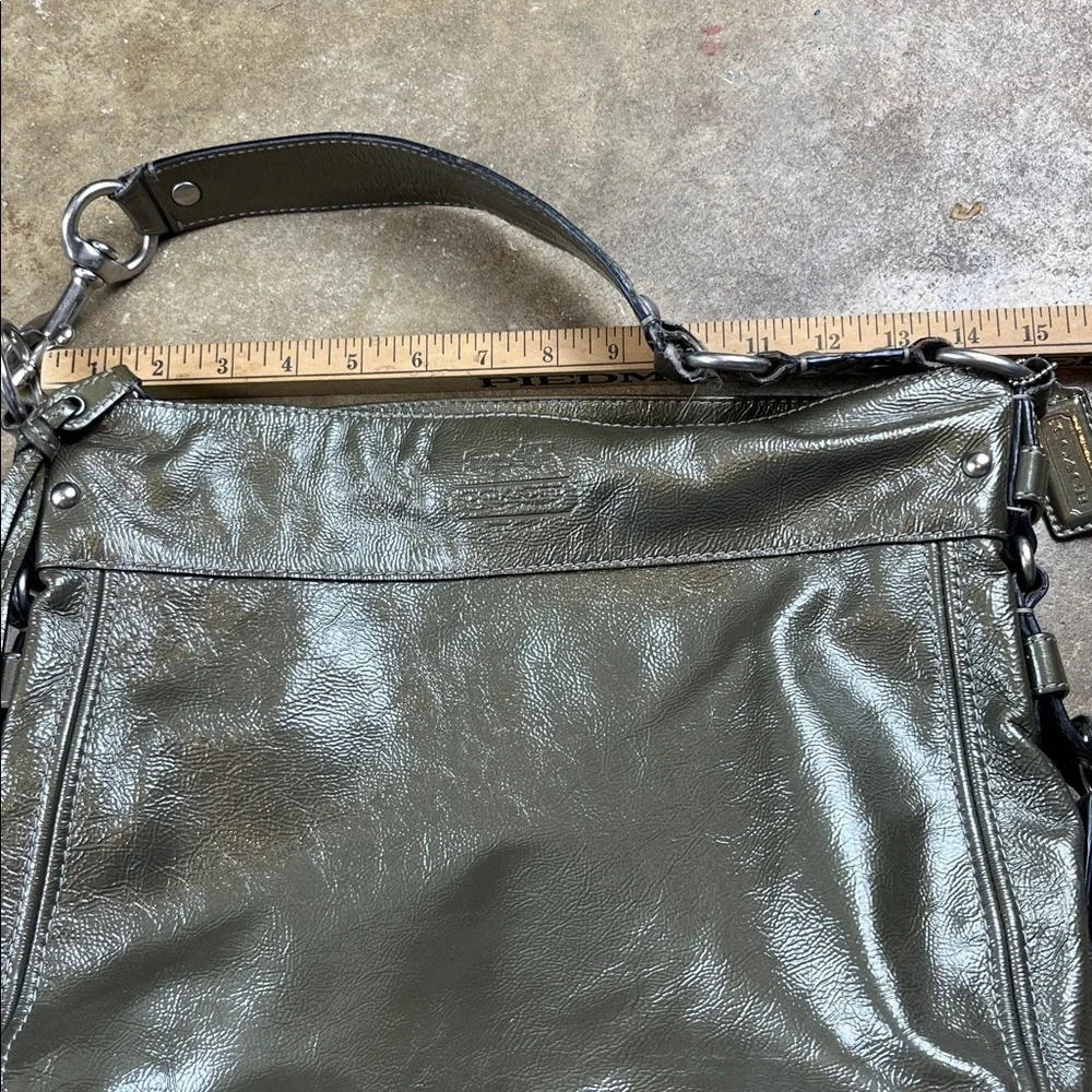 Vintage Coach Zoe Metallic Green Shoulder Bag